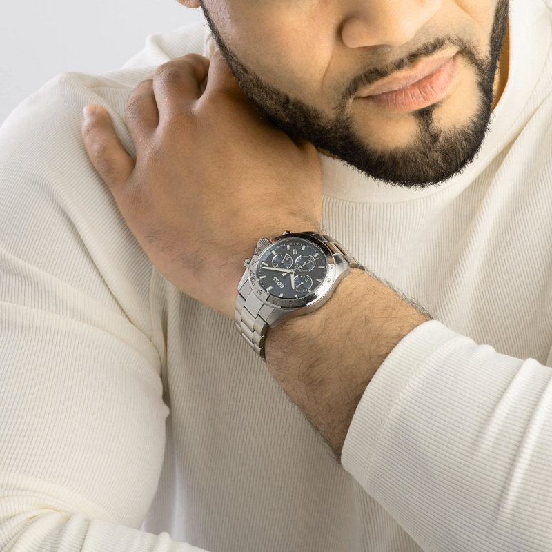 Hugo Boss Stainless steel chronograph with date and 24h dial Watch